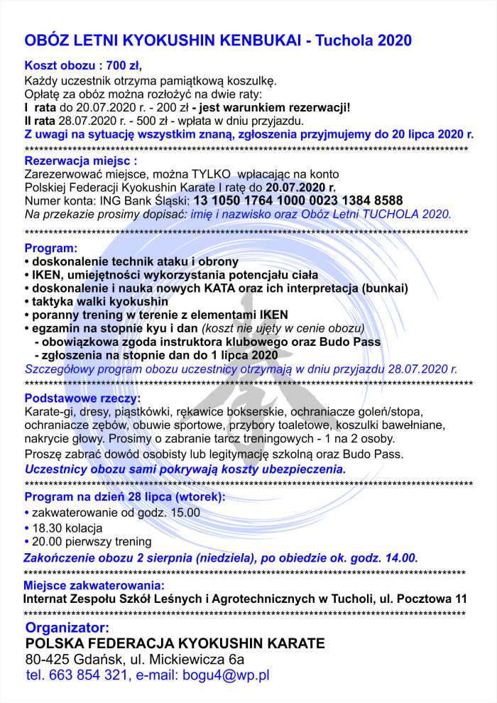 Informacje OBÓZ LETNI PFKK 2020 rewers